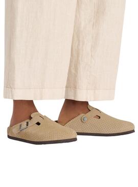 Zuecos Birkenstock Boston  Perforado Camel