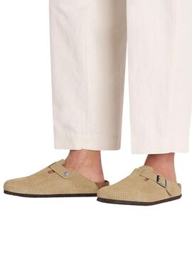 Zuecos Birkenstock Boston  Perforado Camel