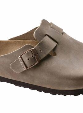 Zuecos Birkenstock Boston Oil Beige Para Mujer