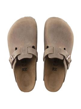 Zuecos Birkenstock Boston Oil Beige Para Mujer