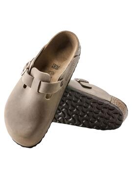 Zuecos Birkenstock Boston Oil Beige Para Mujer