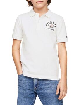 Polo Tommy Hilfiger Monotype Blanco Para Niño