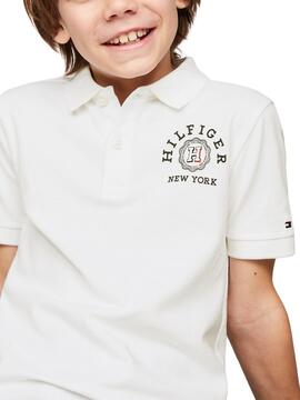 Polo Tommy Hilfiger Monotype Blanco Para Niño