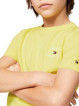 Camiseta Tommy Hilfiger Logo Amarillo Para Niño