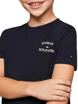 Camiseta Tommy Hilfiger Logo Marino Para Niño