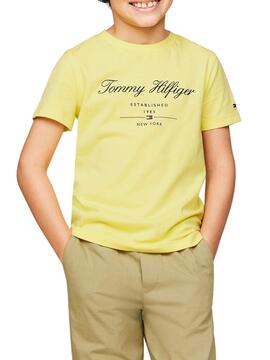 Camiseta Tommy Hilfiger Script Amarillo Para Niño