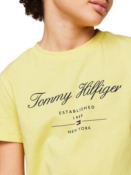 Camiseta Tommy Hilfiger Script Amarillo Para Niño
