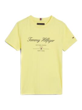 Camiseta Tommy Hilfiger Script Amarillo Para Niño