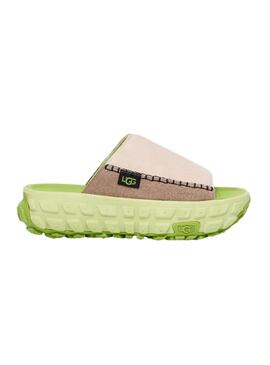 Sandalias UGG Venture Daze Slide Beige Y Verde Para Mujer