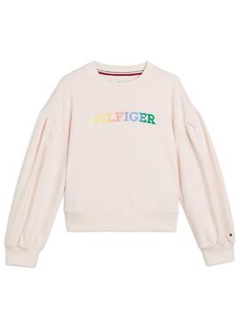 Sudadera Tommy Hilfiger Monotype Rosa Para Niña