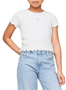 Camiseta Tommy Hilfiger Essential Rib Blanco Niña