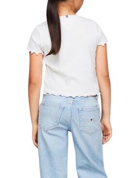 Camiseta Tommy Hilfiger Essential Rib Blanco Niña