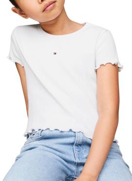 Camiseta Tommy Hilfiger Essential Rib Blanco Niña