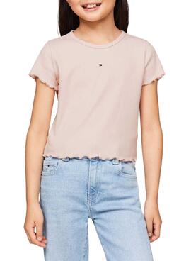 Camiseta Tommy Hilfiger Essential Rib Rosa Niña