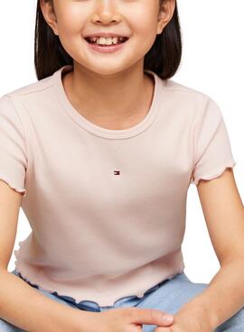 Camiseta Tommy Hilfiger Essential Rib Rosa Niña