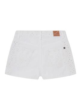 Short Pepe Jeans A-Line Anglaise Blanco Para Niña