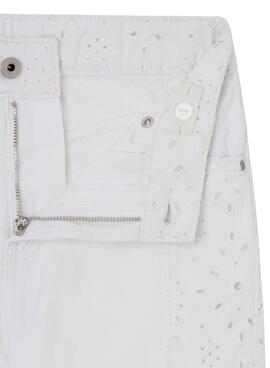 Short Pepe Jeans A-Line Anglaise Blanco Para Niña