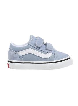 Zapatillas Vans Old Skool Velcro Azul Para Niños