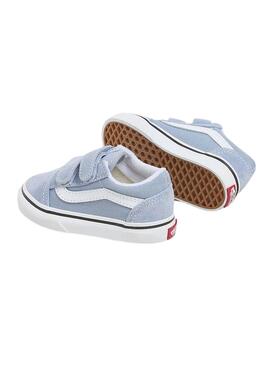 Zapatillas Vans Old Skool Velcro Azul Para Niños