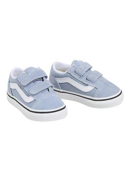 Zapatillas Vans Old Skool Velcro Azul Para Niños