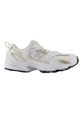 Zapatillas New Balance blancas 530 blancas y doradas para niños