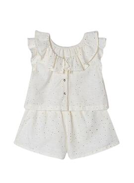 Conjunto Mayoral Lunares Blanco Para Niña