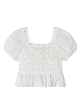 Blusa Mayoral Encaje Blanco Para Niña