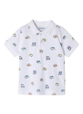 Polo Mayoral Estampado Coches Blanco Para Niño