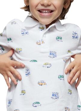 Polo Mayoral Estampado Coches Blanco Para Niño