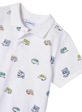 Polo Mayoral Estampado Coches Blanco Para Niño