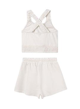 Conjunto Mayoral Short Bandas Beige Para Niña