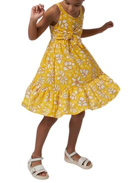 Vestido Mayoral Estampado Lazo Amarillo Para Niña