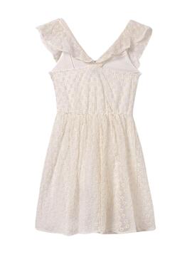 Vestido Mayoral Bambula Bordada Beige Para Niña