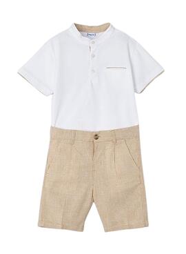 Conjunto Mayoral Lino Blanco Para Niño