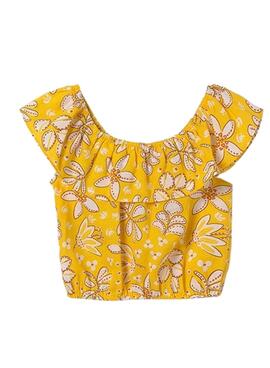 Top Mayoral Estampado Volante Amarillo Para Niña