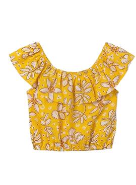 Top Mayoral Estampado Volante Amarillo Para Niña