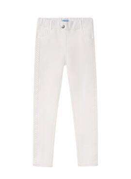 Pantalón Mayoral Sarga Skinny Blanco Para Niña