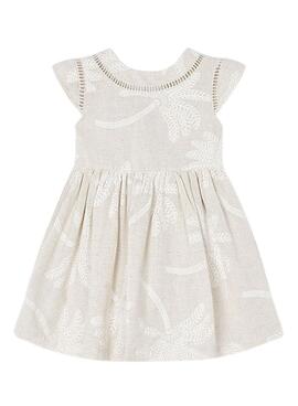 Vestido Mayoral Palmeras Lino Beige Para Niña