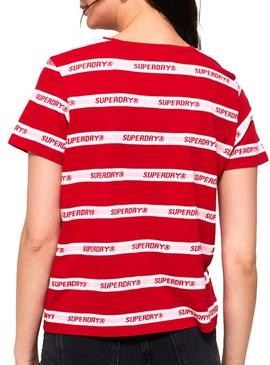 Camiseta Superdry Cote Stripe Rojo Mujer