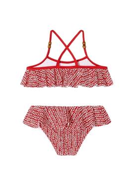 Bikini Mayoral Estampado Volantes Rojo Para Niña