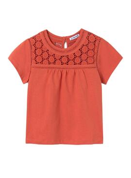 Camiseta m/c combinada guipur Calabaza