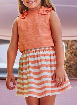 Conjunto Mayoral Falda Rayas Naranja Para Niña