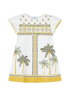 Vestido Mayoral Palmeras Blanco Para Niña