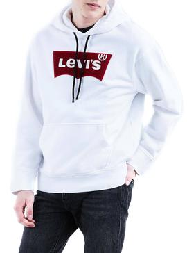 Sudadera Levis Oversized Varsity Blanco Hombre