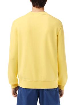 Sudadera Lacoste Logo Retro Amarillo Para Hombre