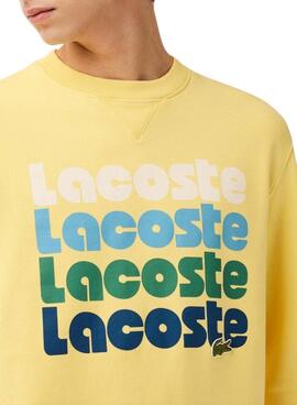 Sudadera Lacoste Logo Retro Amarillo Para Hombre