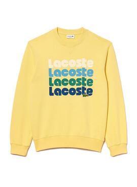 Sudadera Lacoste Logo Retro Amarillo Para Hombre