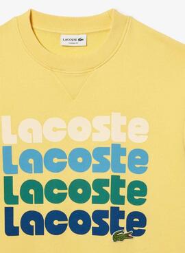 Sudadera Lacoste Logo Retro Amarillo Para Hombre