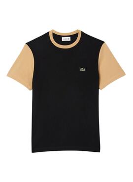 Camiseta Lacoste Colorblock Negro y Beige Para Hombre