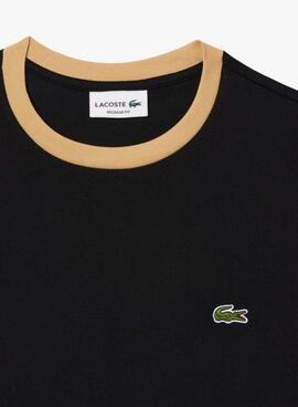 Camiseta Lacoste Colorblock Negro y Beige Para Hombre